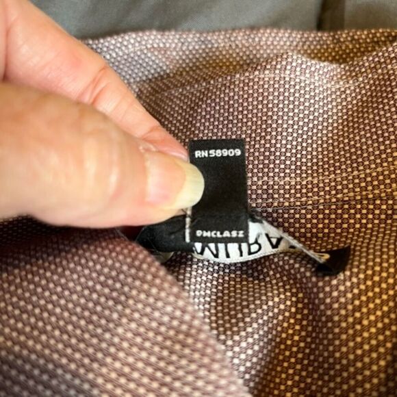 Murano Men's Slim Fit Button Front Shirt. Brown White dot Textured color Size L - Picture 9 of 9